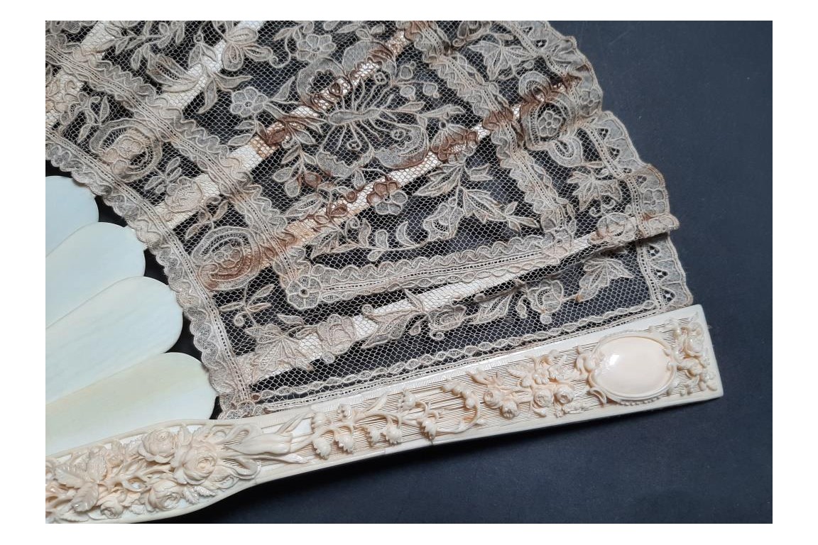 Peacocks and lily of the valley, late 19th century fan