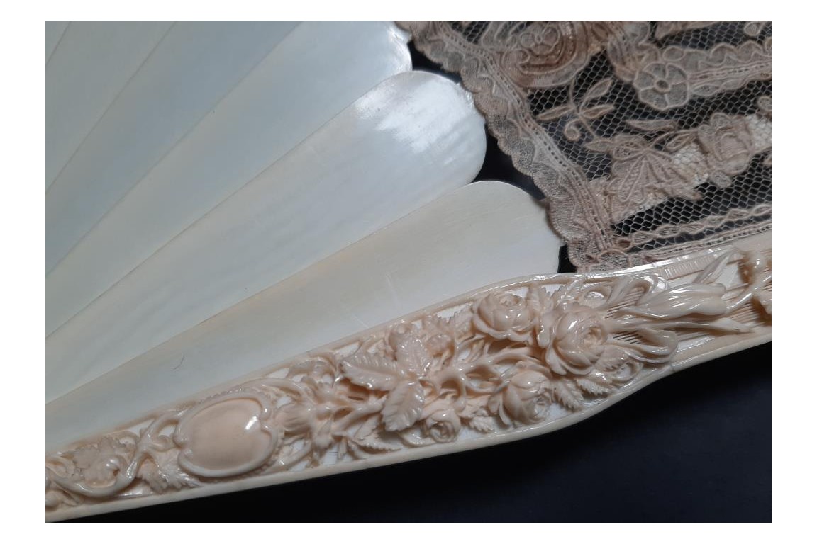 Peacocks and lily of the valley, late 19th century fan