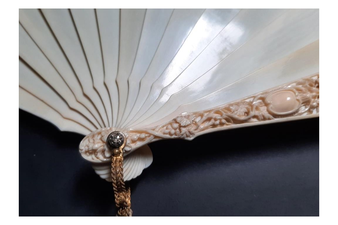 Peacocks and lily of the valley, late 19th century fan