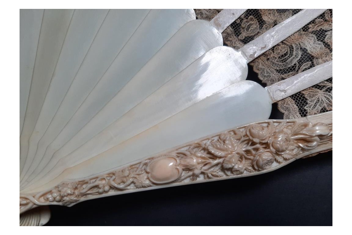Peacocks and lily of the valley, late 19th century fan