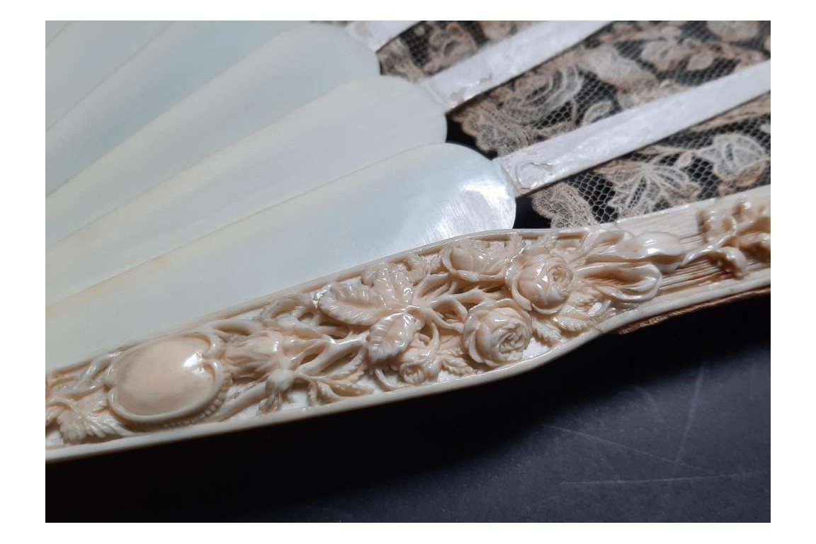 Peacocks and lily of the valley, late 19th century fan