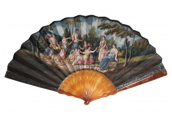 Love adorned with flowers, fan circa 1700-1720