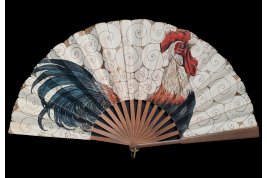 Le coq de Corsi, éventail début XXème siècle