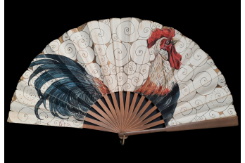 Rooster by Corsi, early 20th century fan