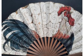 Rooster by Corsi, early 20th century fan