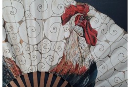Le coq de Corsi, éventail début XXème siècle