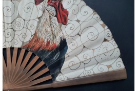 Rooster by Corsi, early 20th century fan