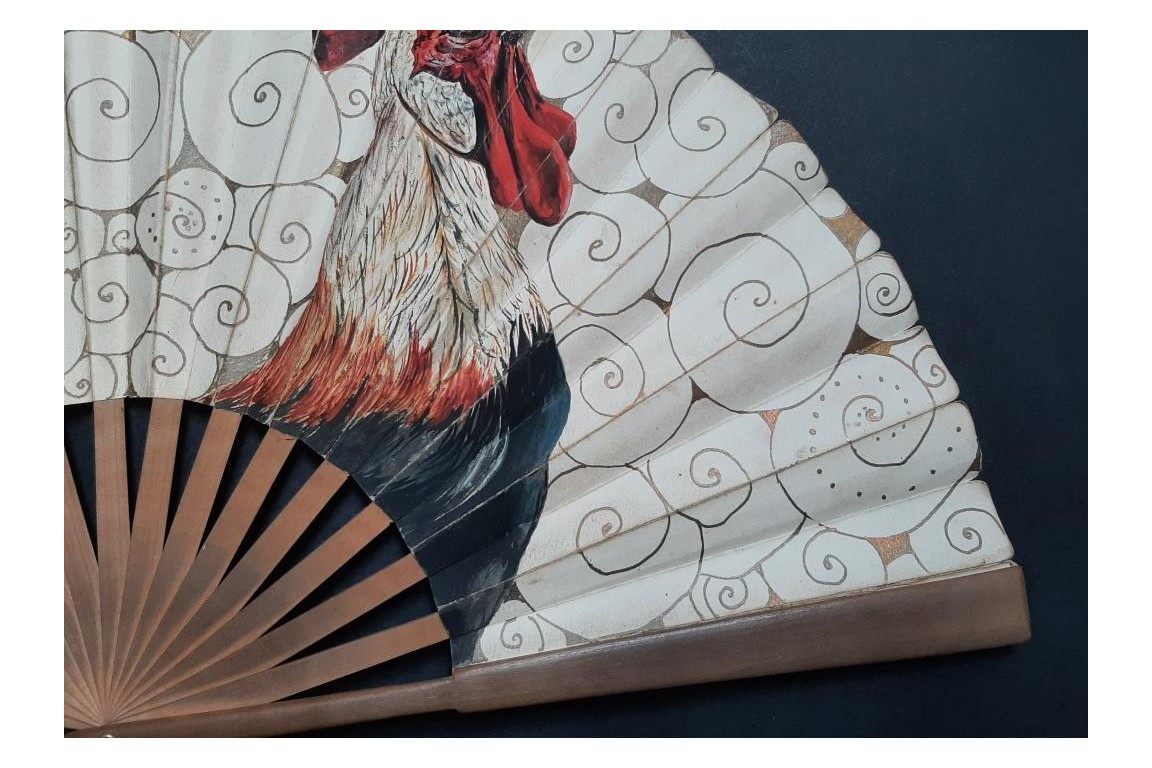Le coq de Corsi, éventail début XXème siècle