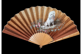 Cat and dog, fan circa 1880-90