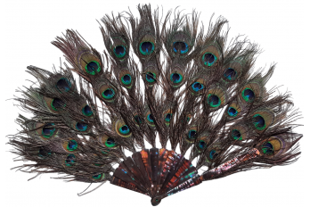 Happy peacock, fan circa 1900