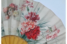 Beauty with carnations, Templier fan circa 1900