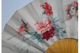 Beauty with carnations, Templier fan circa 1900