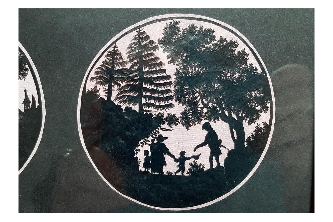 Geneva countryside in papercutting and silhouettes. Attributed to Jean Huber, 18th century