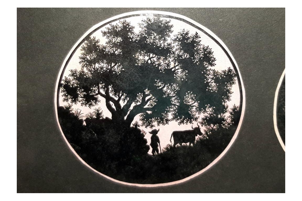 Geneva countryside in papercutting and silhouettes. Attributed to Jean Huber, 18th century