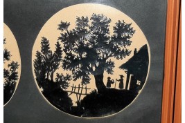 Geneva countryside in papercutting and silhouettes. Attributed to Jean Huber, 18th century