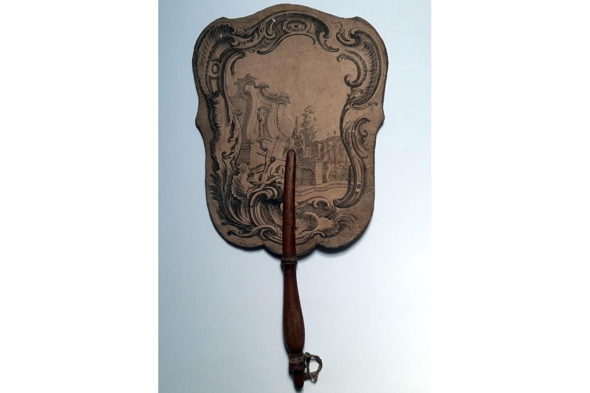Garden and fountain, fixed fan circa 1740-50