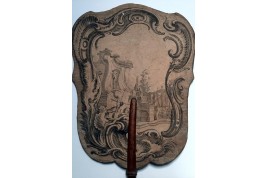 Garden and fountain, fixed fan circa 1740-50