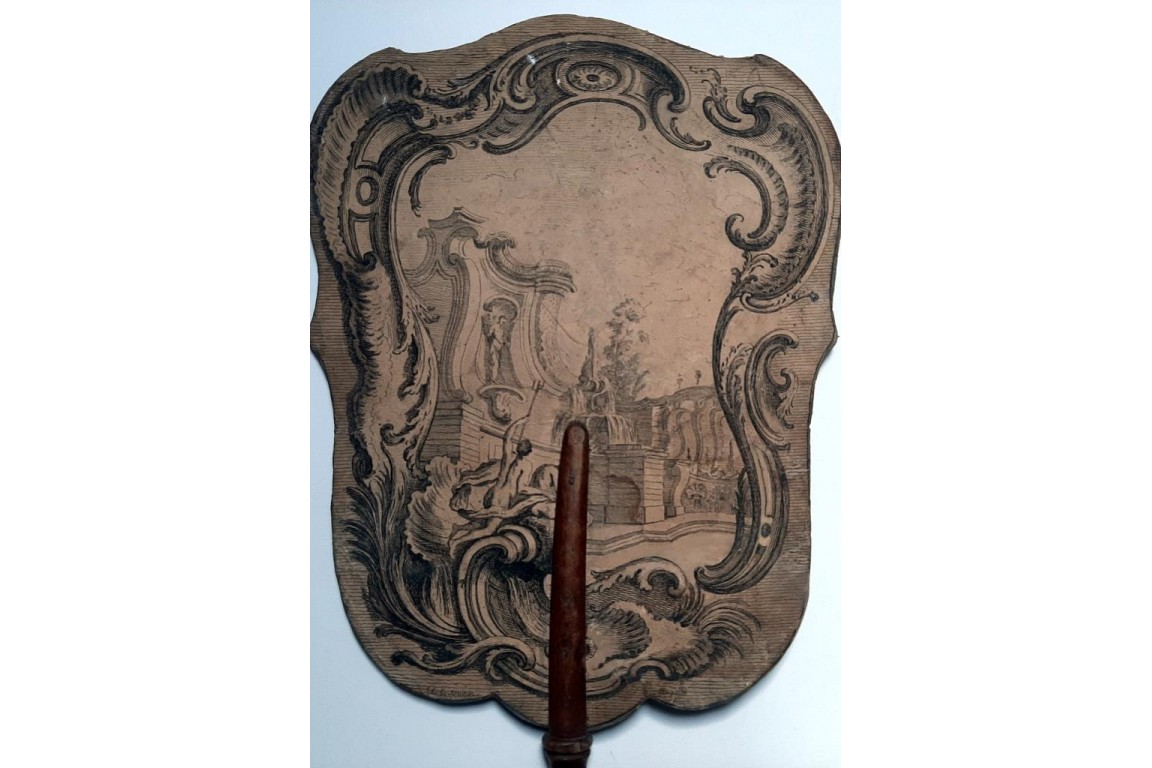 Garden and fountain, fixed fan circa 1740-50