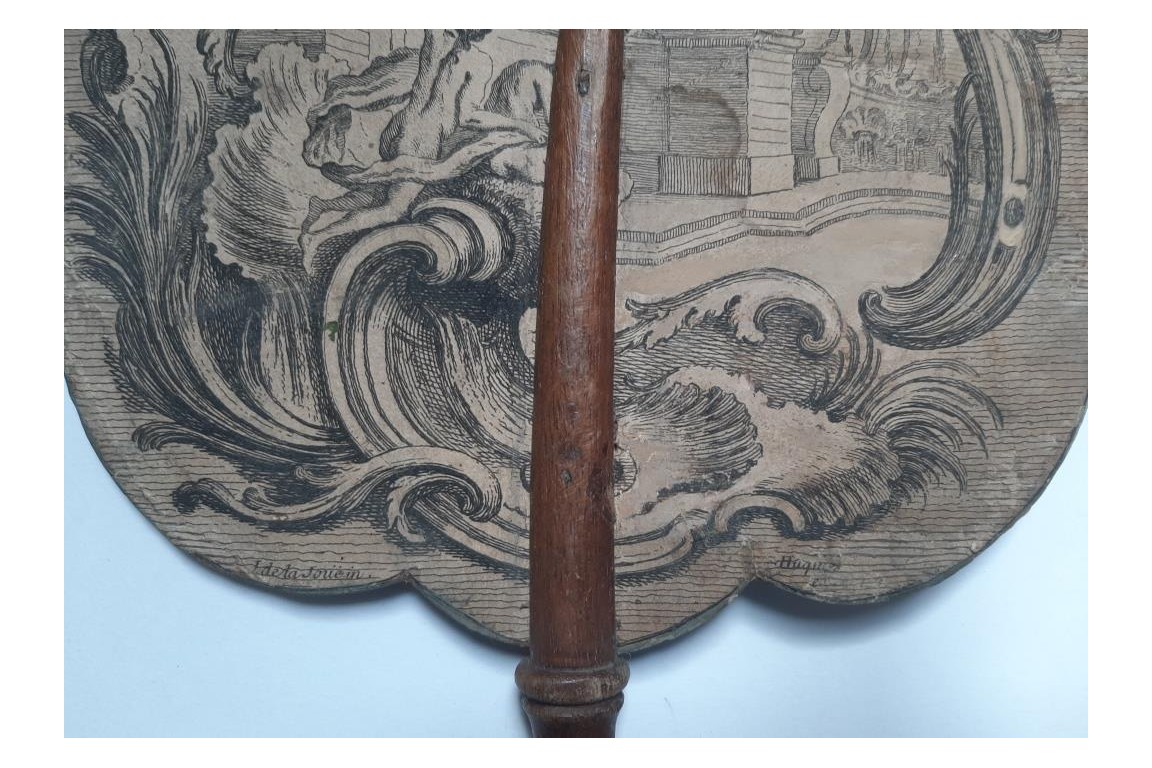 Garden and fountain, fixed fan circa 1740-50
