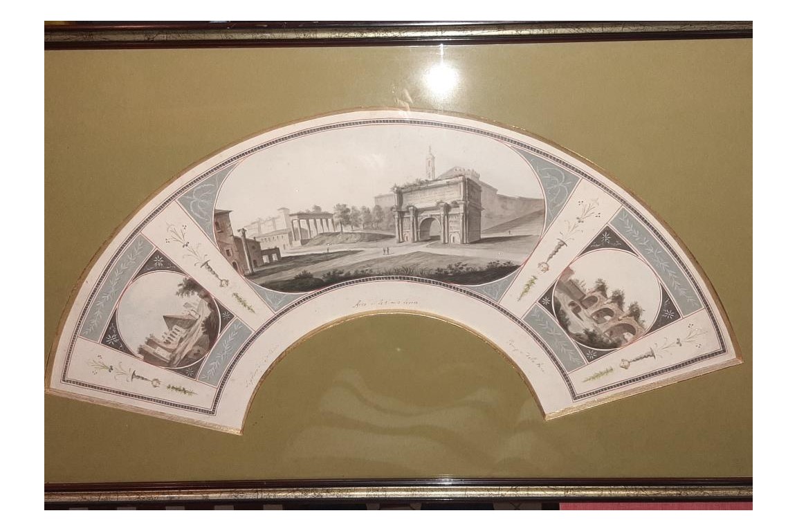 The Monuments of Ancient Rome, fan leaf from the Grand Tour, circa 1790