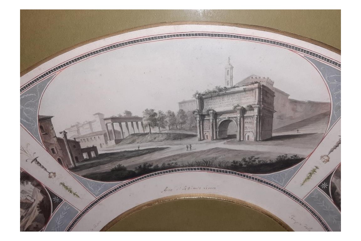 The Monuments of Ancient Rome, fan leaf from the Grand Tour, circa 1790