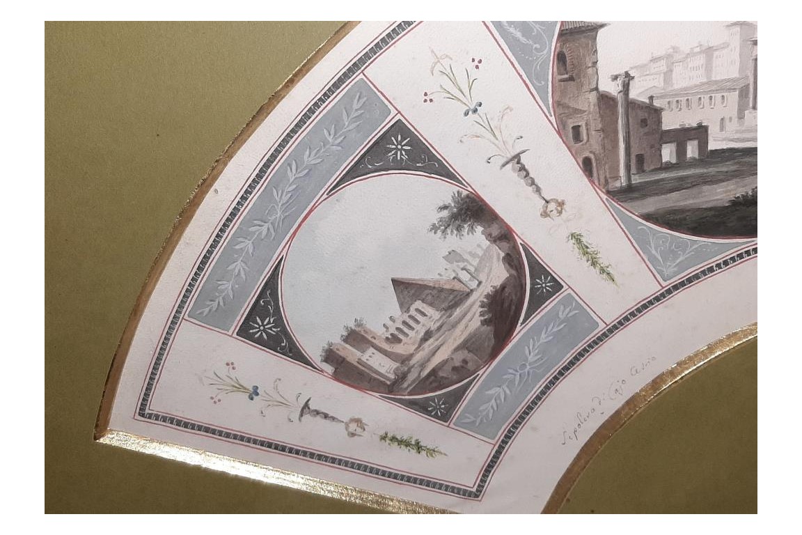 The Monuments of Ancient Rome, fan leaf from the Grand Tour, circa 1790