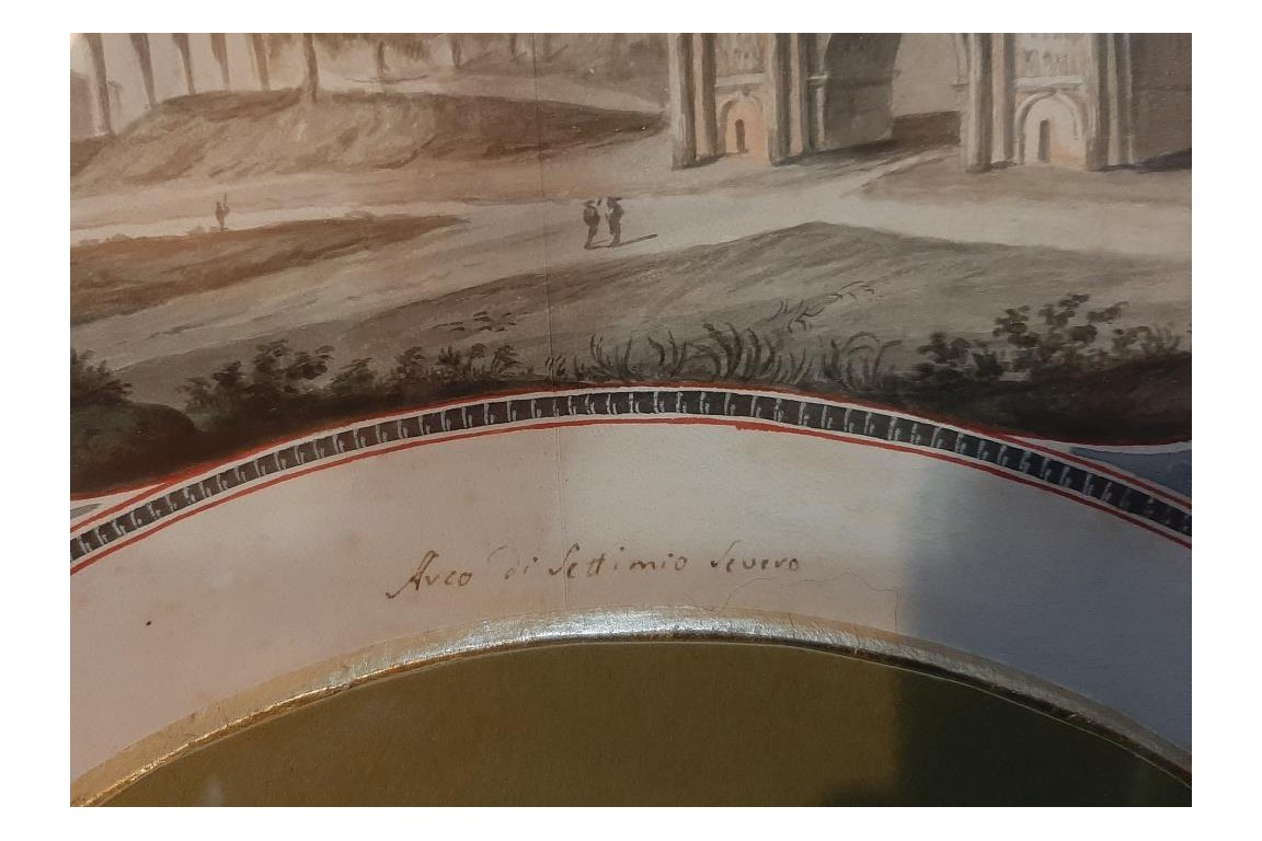 The Monuments of Ancient Rome, fan leaf from the Grand Tour, circa 1790