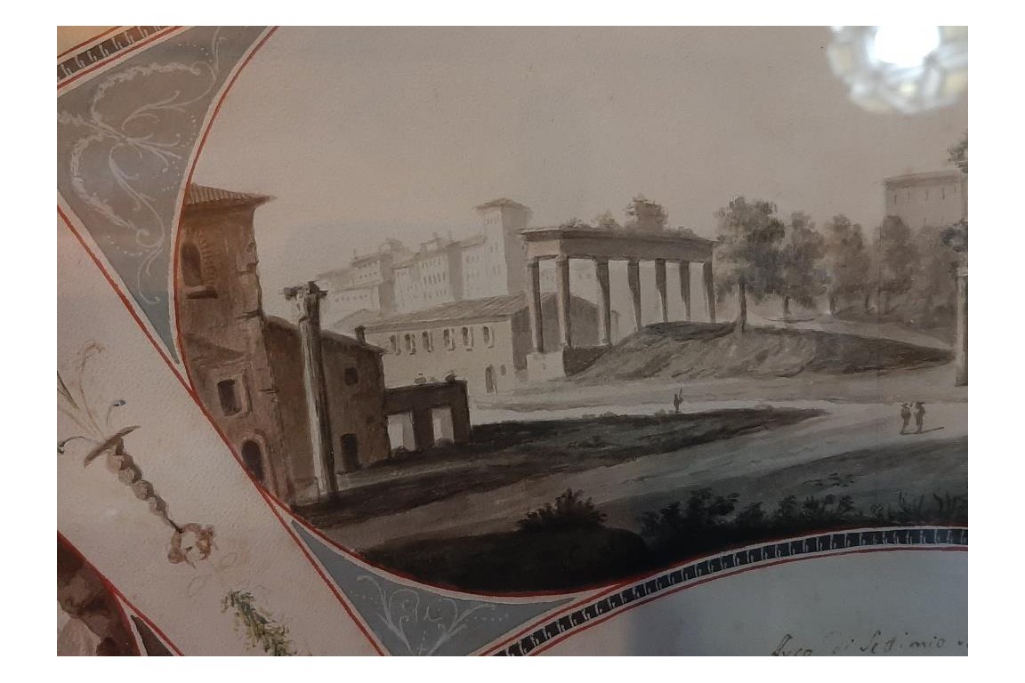 The Monuments of Ancient Rome, fan leaf from the Grand Tour, circa 1790