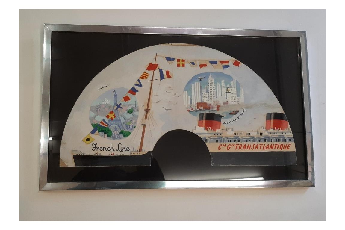 Voyage sur les océans avec la Compagnie Générale Transatlantique, éventail et projet vers 1940
