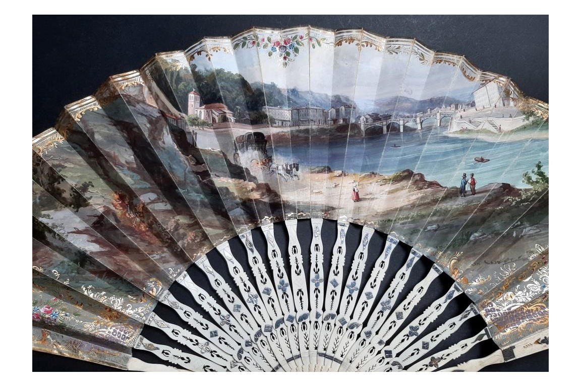 The Lyon stagecoach, fan circa 1850