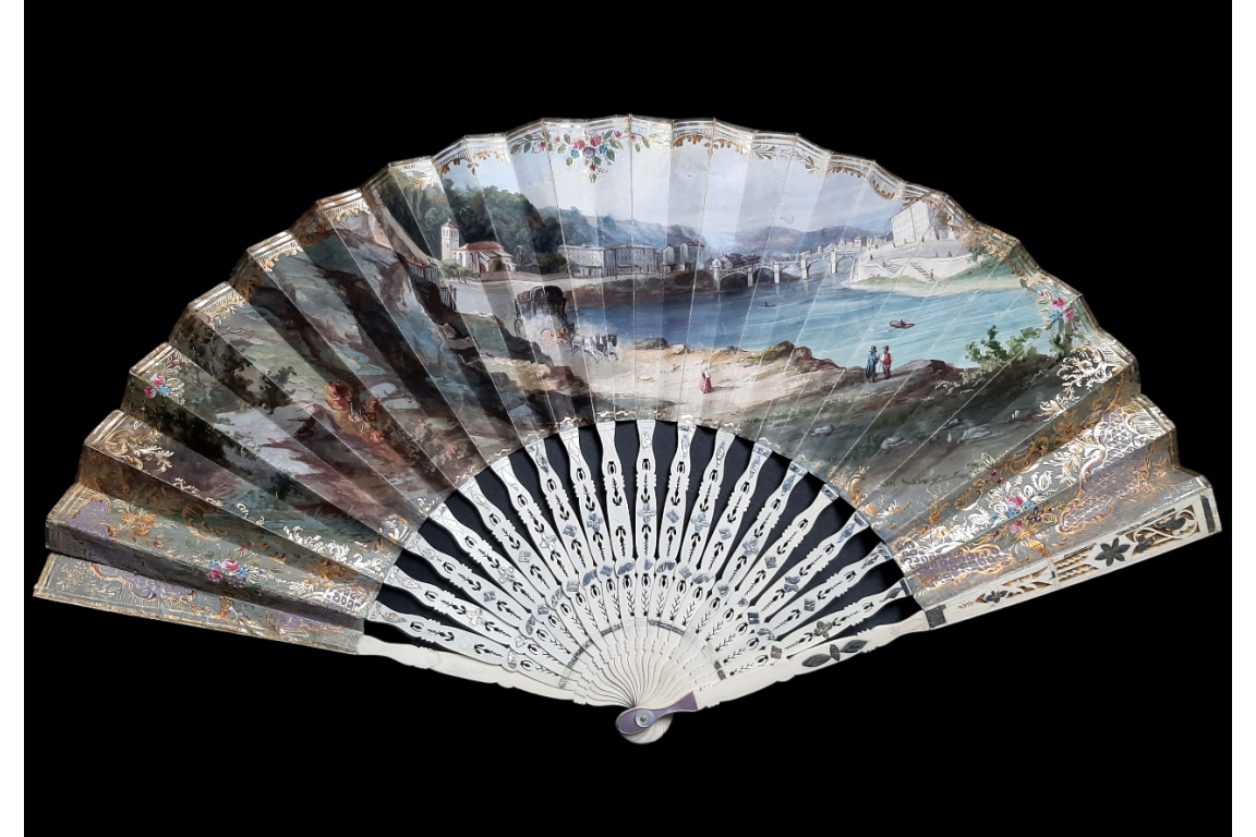 The Lyon stagecoach, fan circa 1850