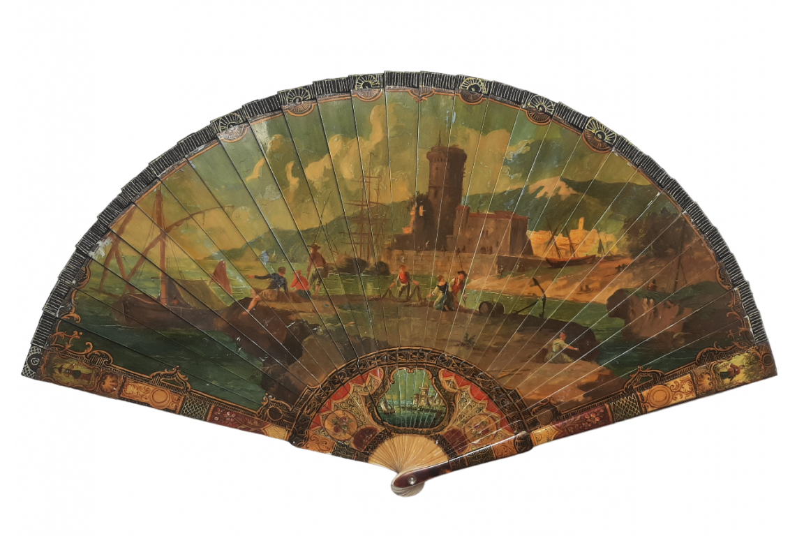 The harbour, 19th century fan