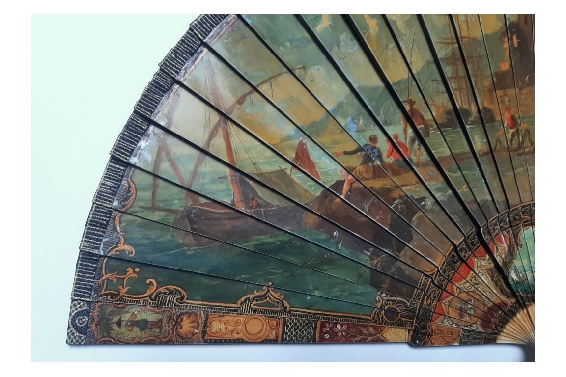 The harbour, 19th century fan