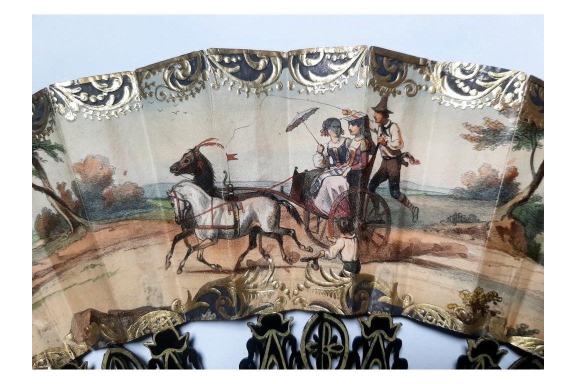 Pérégrinations campagnardes, éventail vers 1860