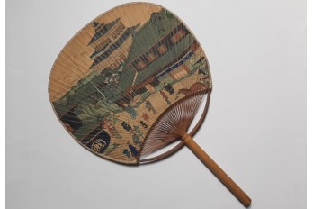 Japanese city, late 19th century fixed fan