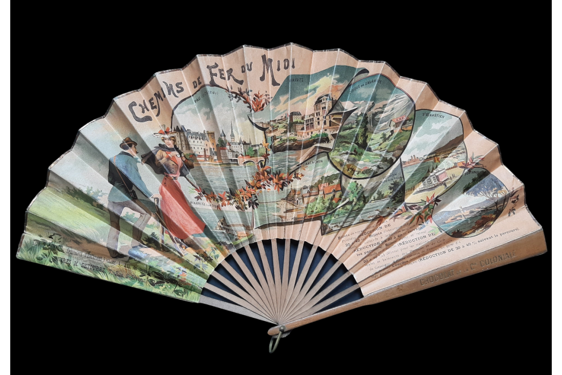 Biarritz, Pau, Arcachon.... Fan for Chemins de fer du Midi. Circa 1895