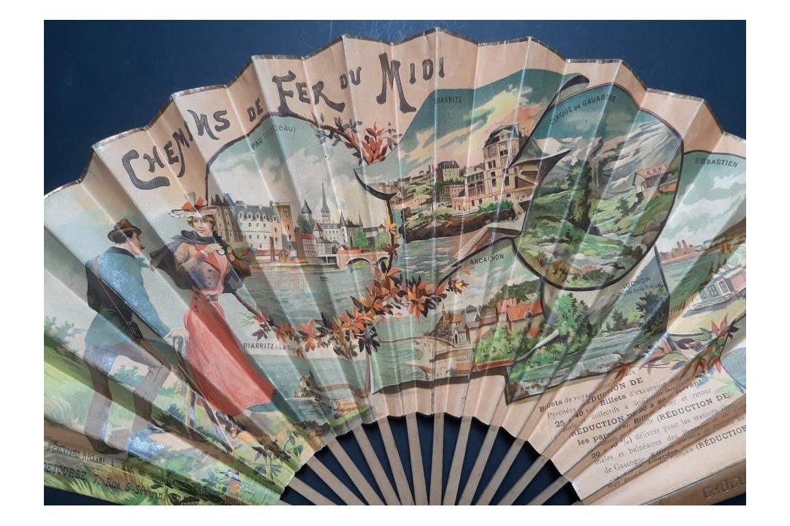 Biarritz, Pau, Arcachon.... Fan for Chemins de fer du Midi. Circa 1895