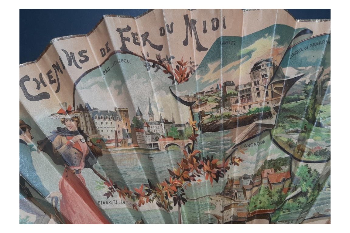 Biarritz, Pau, Arcachon.... Fan for Chemins de fer du Midi. Circa 1895