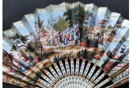 Réjouissances dans le canton suisse de Soleure, éventail vers 1820-30