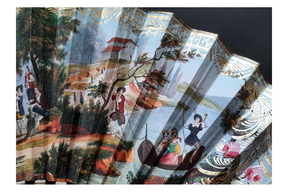 Réjouissances dans le canton suisse de Soleure, éventail vers 1820-30