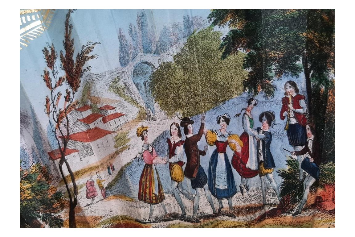 Réjouissances dans le canton suisse de Soleure, éventail vers 1820-30
