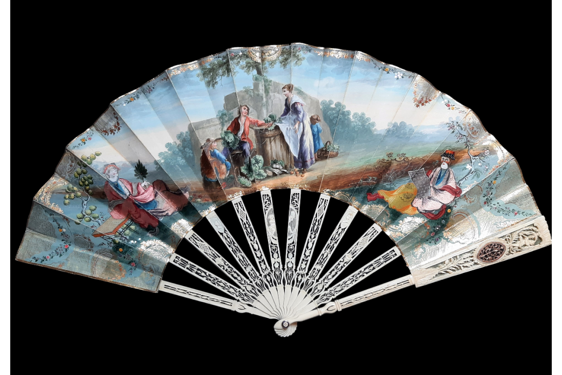 The gardening harvest. Fan circa 1790