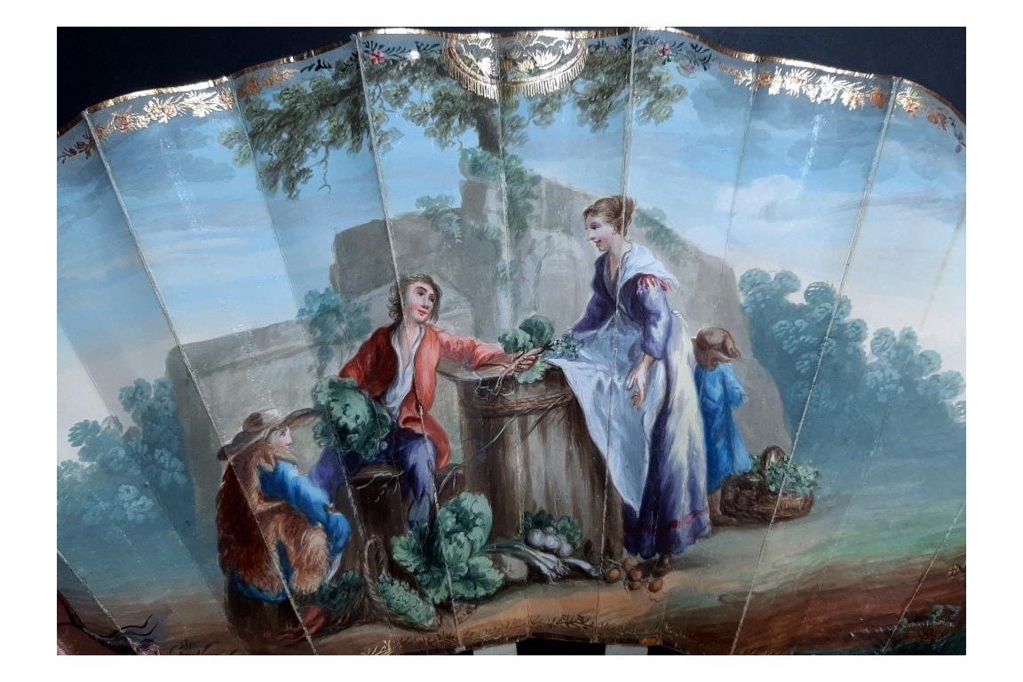 The gardening harvest. Fan circa 1790