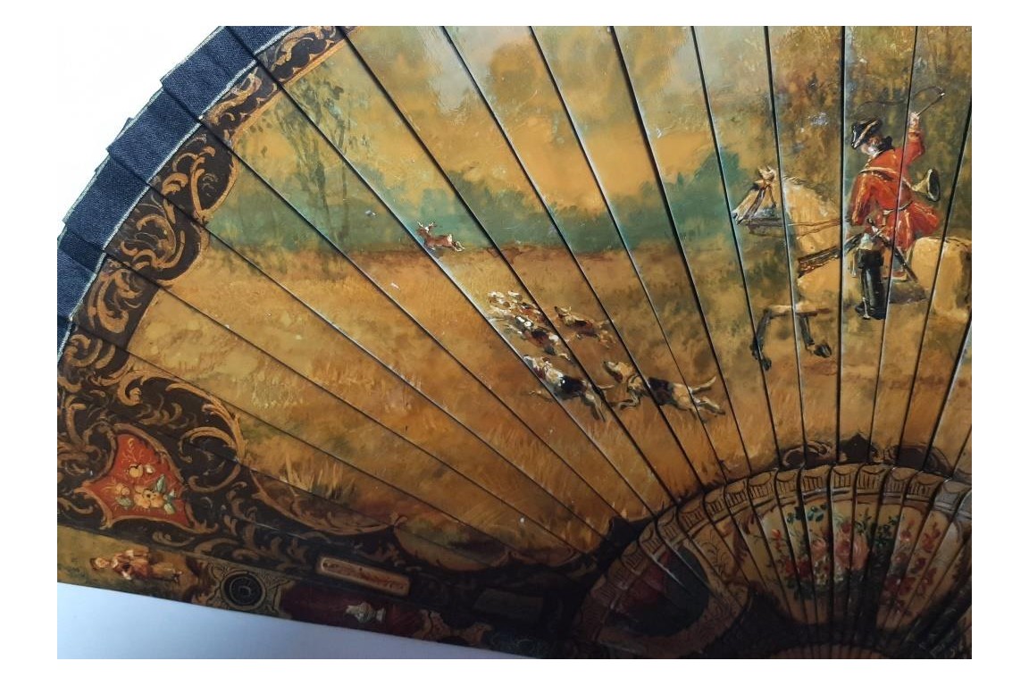 Hunting day, 19th century fan