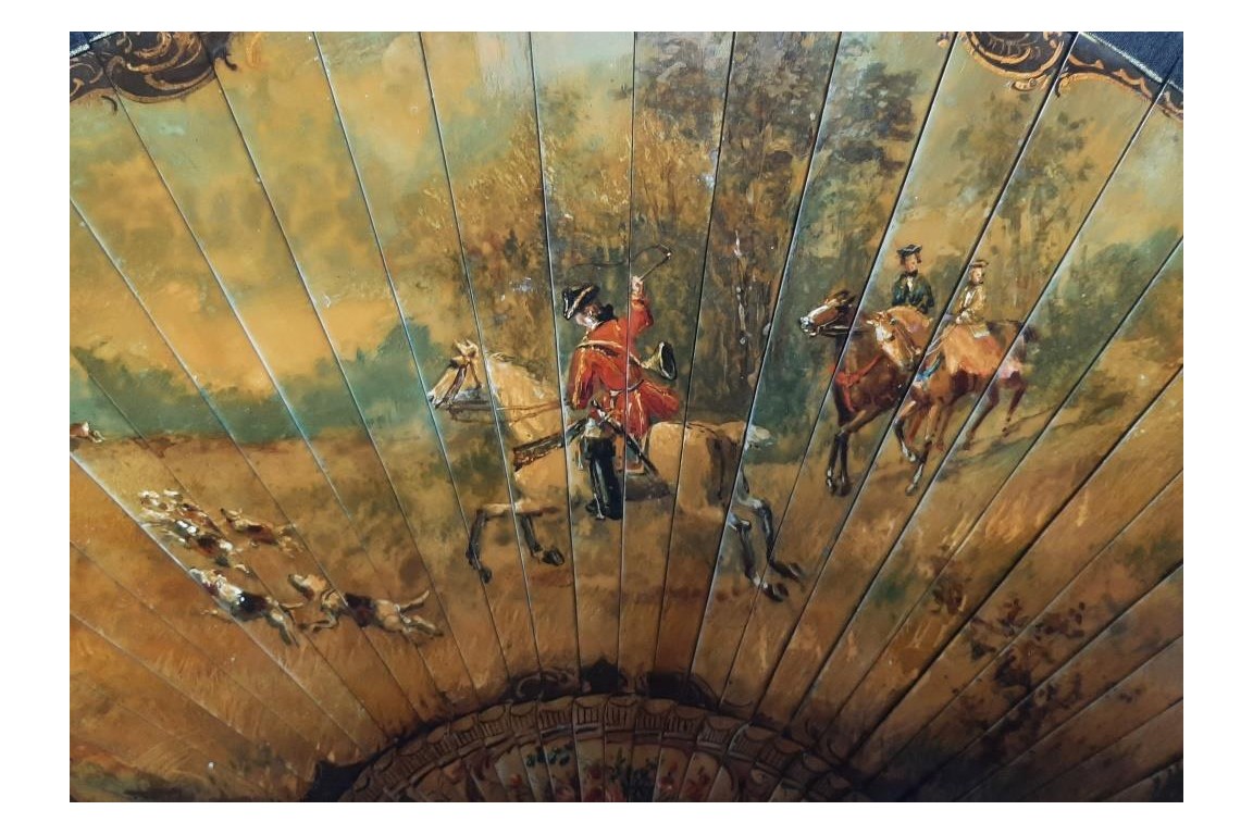 Hunting day, 19th century fan