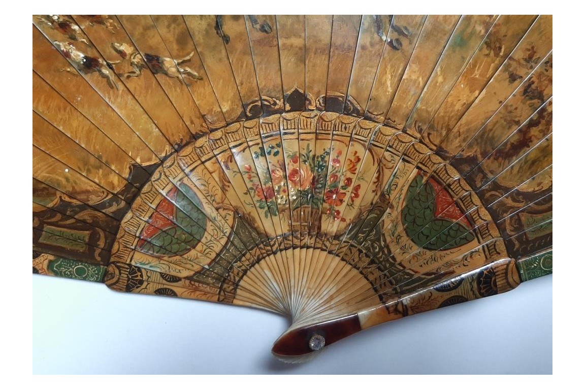 Hunting day, 19th century fan