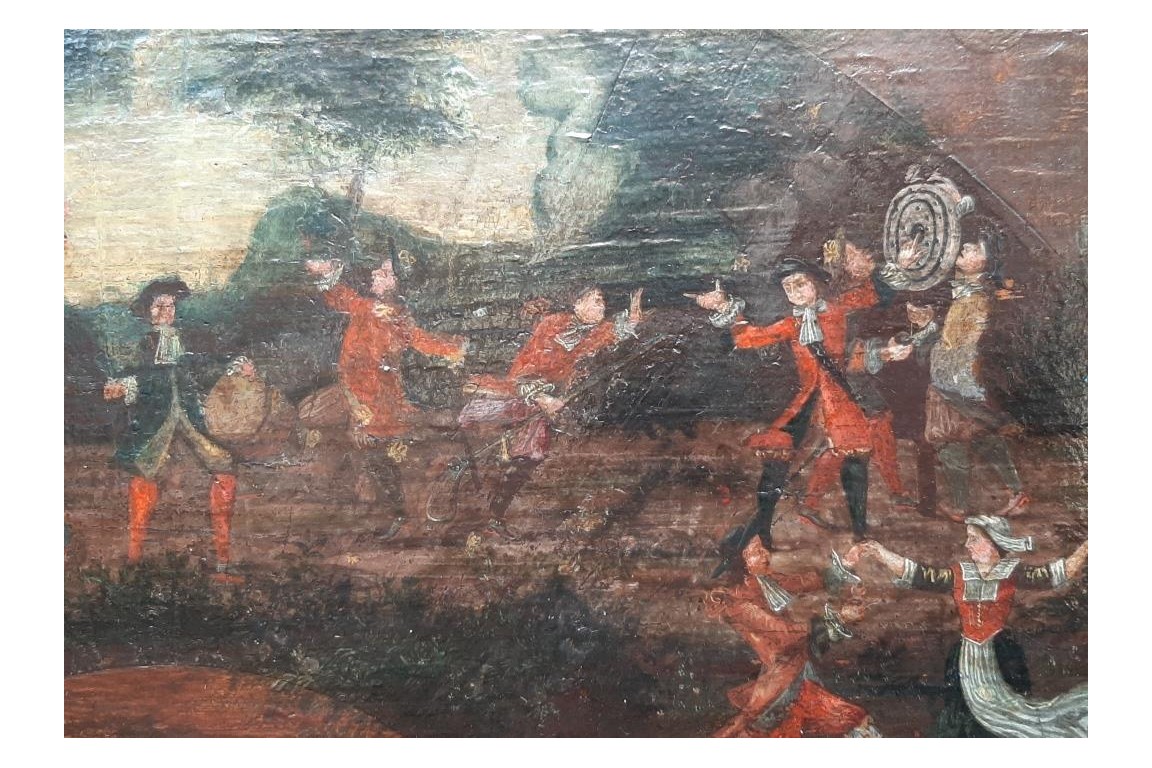 L'entrainement au tir, feuille d'éventail vers 1680-90