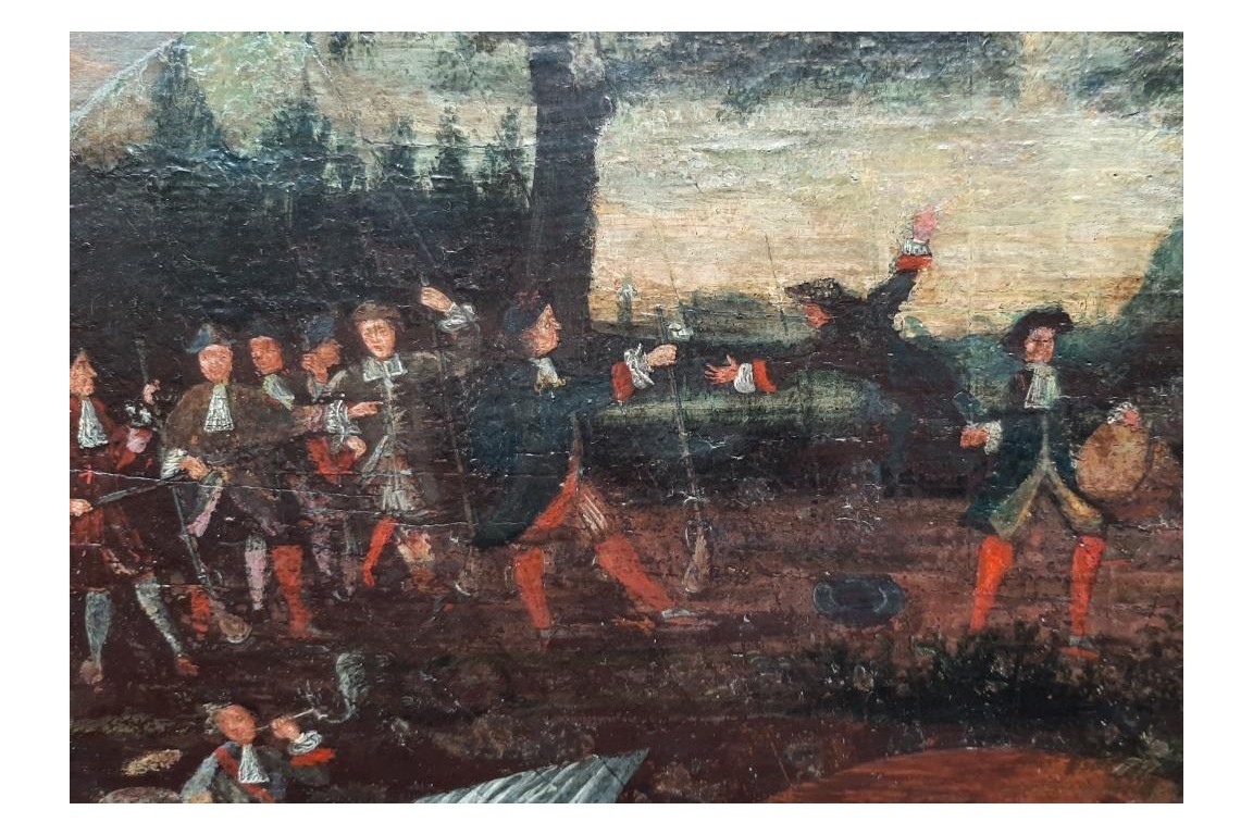 L'entrainement au tir, feuille d'éventail vers 1680-90