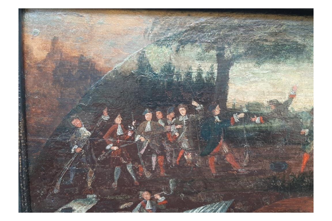 L'entrainement au tir, feuille d'éventail vers 1680-90