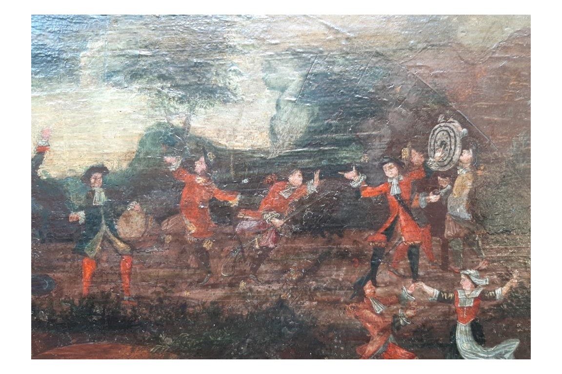 L'entrainement au tir, feuille d'éventail vers 1680-90
